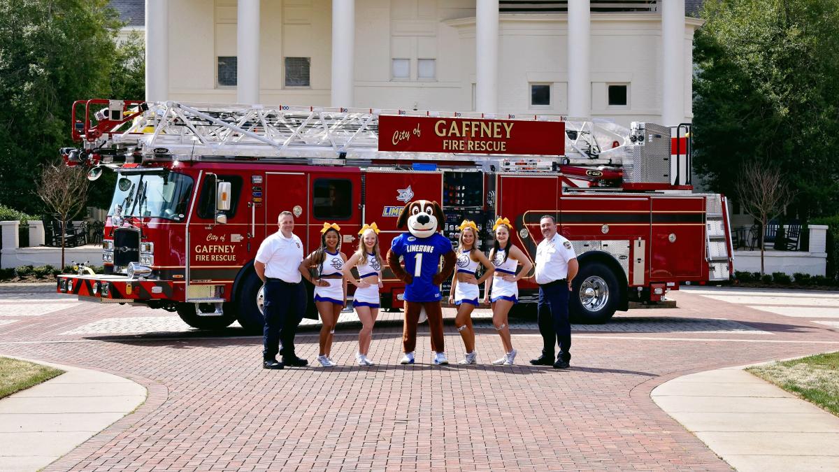 Bernie & Cheerleaders with the Gaffney Fire Dept