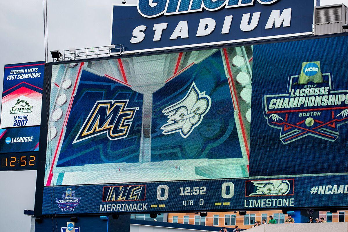 Fleur at Gillette Stadium where Men's Lacrosse won the National Championship